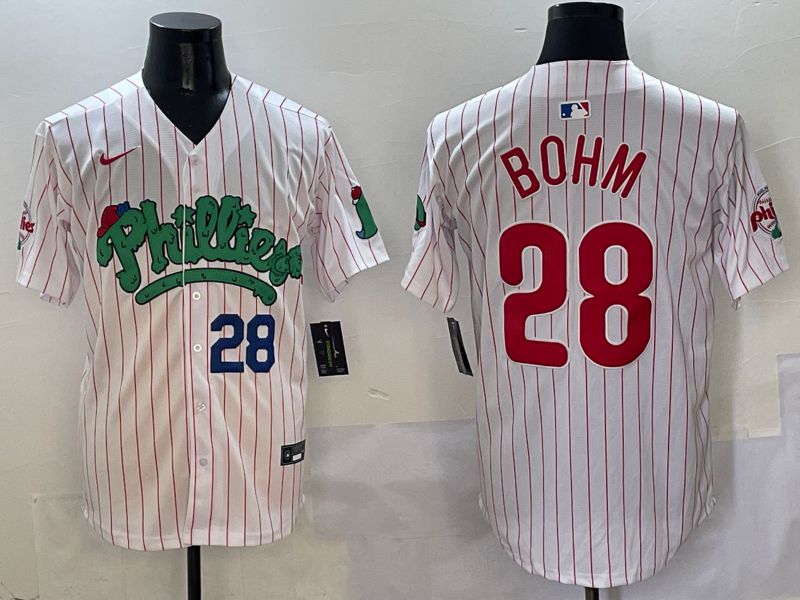 Men Philadelphia Phillies #28 Bohm White Fourth generation Joint Name Nike 2025 MLB Jersey style 13
